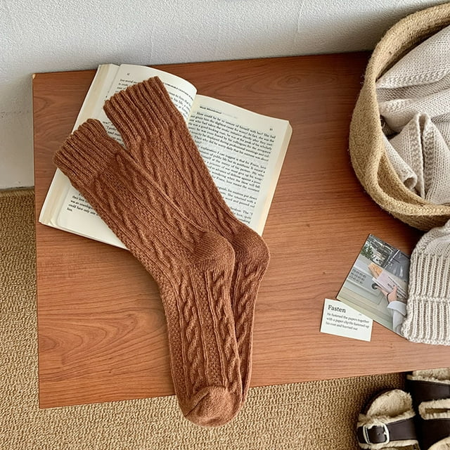 TINZ Chaussettes Longues Épaisses Chaudes Rétro Couleur Café pour Femmes Bas Transparents Bas de Compression pour Femmes