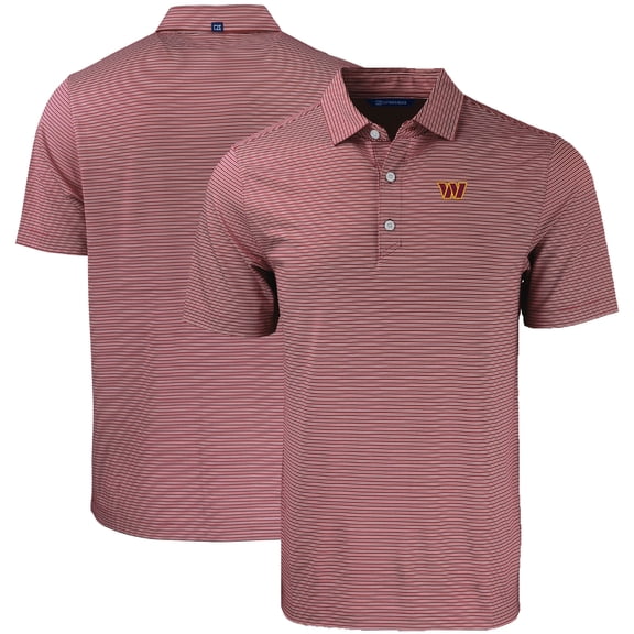Men's Cutter & Buck White/Burgundy Washington Commanders  Forge Eco Double Stripe Stretch Recycled Polo