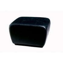 Baxton Studio Black Full Leather Ottoman with Rounded Sides
