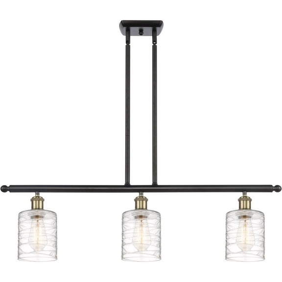 516-3I-BAB-G1113 Innovations Lighting Cobbleskill - 3 Light Island In Art Nouveau Style-10 Inches Tall and 36 Inches Wide-Black Antique Brass