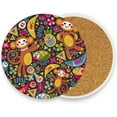 thumbnail image 2 of FREEAMG Cute Monkey Coasters for Drinks Set of 4, Absorbent Ceramic Drink Coaster with Cork Base for Wooden Coffee Table, Cool Housewarming Gift for Home Decor, 2 of 6