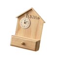 thumbnail image 4 of Reloj de pared decorativo con estante de exhibición redondo de madera con cajón de almacenamiento para pasillo Caqui, 4 of 9