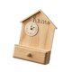 thumbnail image 4 of Reloj de pared con cajón de almacenamiento, novedoso y moderno estante de exhibición de madera montado en la pared. Caqui, 4 of 9