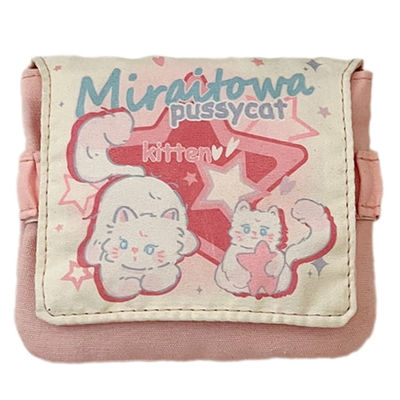 Cute Cartoon Portable Storage Bag for Sanitary Napkins and Cosmetics Compact Organizer Pouch for Travel or Daily Use