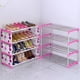 thumbnail image 2 of Organizador de zapatos plegable de 4 niveles en tela resistente al polvo, color morado elegante, 2 of 5