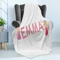 thumbnail image 4 of Emma Soft Flannel Fleece Throw Blanket, Fairy Princesses Holding a Popular Widespread Girl Name with Polka Dots Pattern, Cozy Plush for Indoor and Outdoor Use, 50" x 60", Multicolor, by Ambesonne, 4 of 5