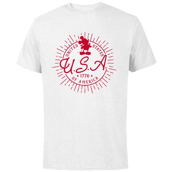 Disney Mickey Mouse United States of America 1776 - Short Sleeve Cotton T-Shirt for Adults - Customized-White