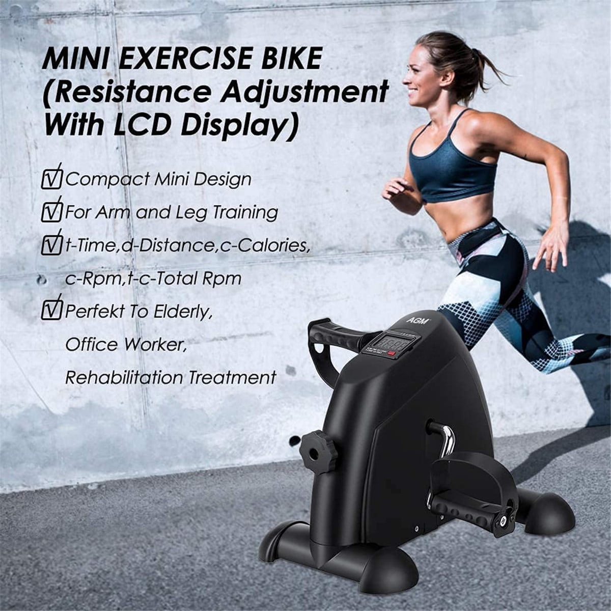 Novashion Mini Multi-Function Stepper, Exercise Bike, Digital Under Desk Bike with LCD Screen Display, Pedal Exerciser Peddler for Leg Arm and Knee for Elderly