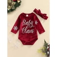 thumbnail image 2 of FAROOT Christmas Sparkly Letter  Snowflake Pattern Playsuit + Headband, 2 of 8