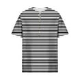 thumbnail image 3 of Fancifize Mens Casual Striped Henley Shirt Big and Tall Button Down Shirts Short Sleeve Loose Fit Summer Beach Shirt, 3 of 5