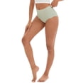 thumbnail image 4 of INSPIRE CHIC Women's High-Waisted Full-Coverage Underwear Wave Trim No Trace Briefs XS Green, 4 of 5