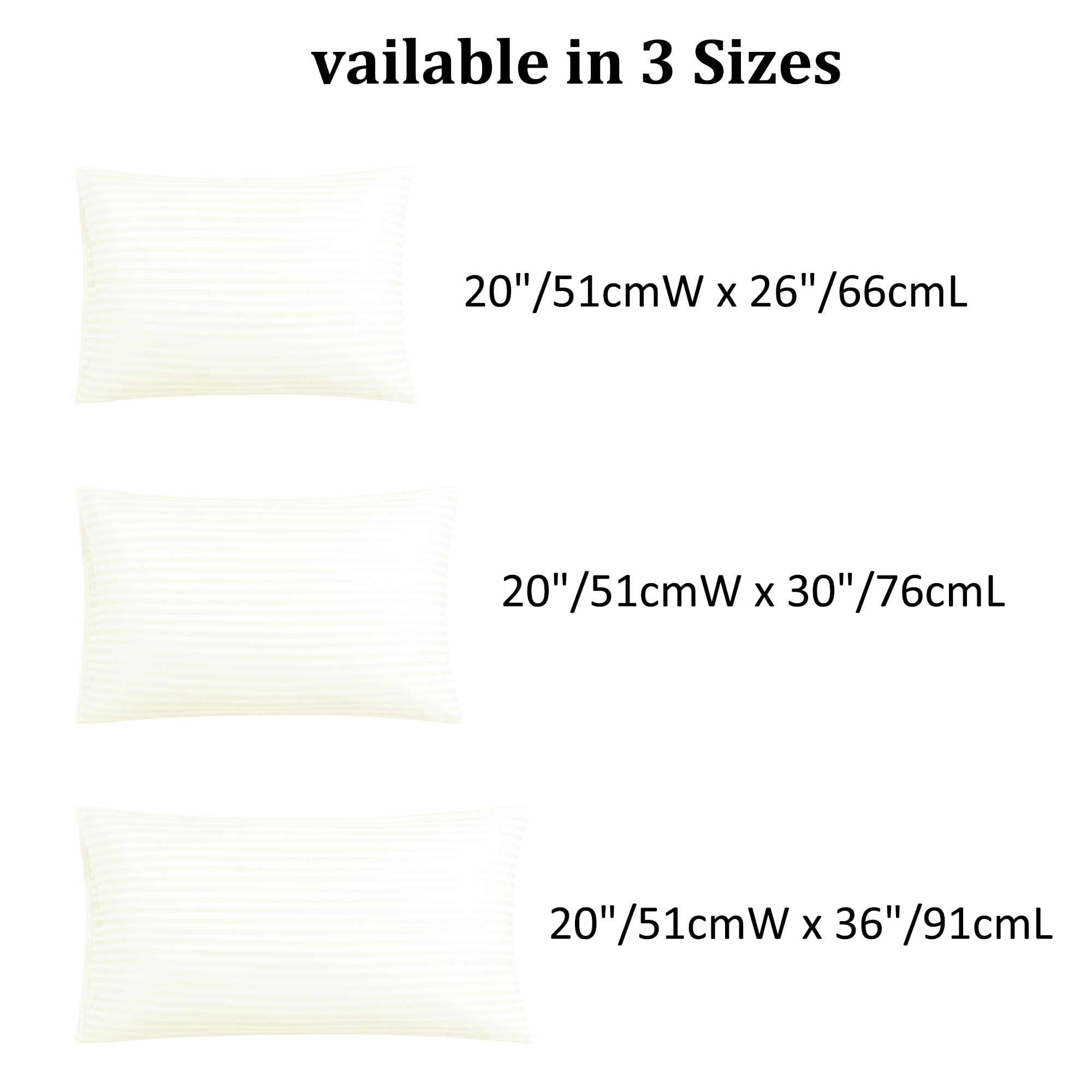 Unique Bargains Soft Durable Set of 2 Microfiber Striped Pillowcase Beige King (20"x36")