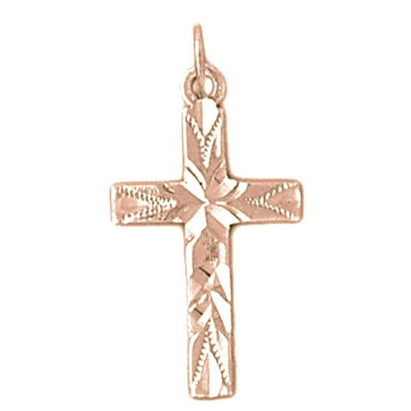 14K Rose Gold Cross Pendant - 26 mm