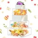 thumbnail image 1 of Soporte cuadrado de acrílico para tartas, 3 niveles, relleno transparente, con cadena de luces LED, soporte para cupcakes con tapa para bodas, fiestas de cumpleaños, mesas, postres, 1 of 7
