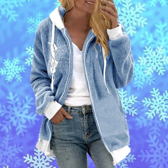 Vestes pour Femmes Décontractées Automne Mode Chandail à Fermeture Éclair Col en V Manches Longues Blouse à Capuche Chandail en Molleton Veste Automne en Liquidation