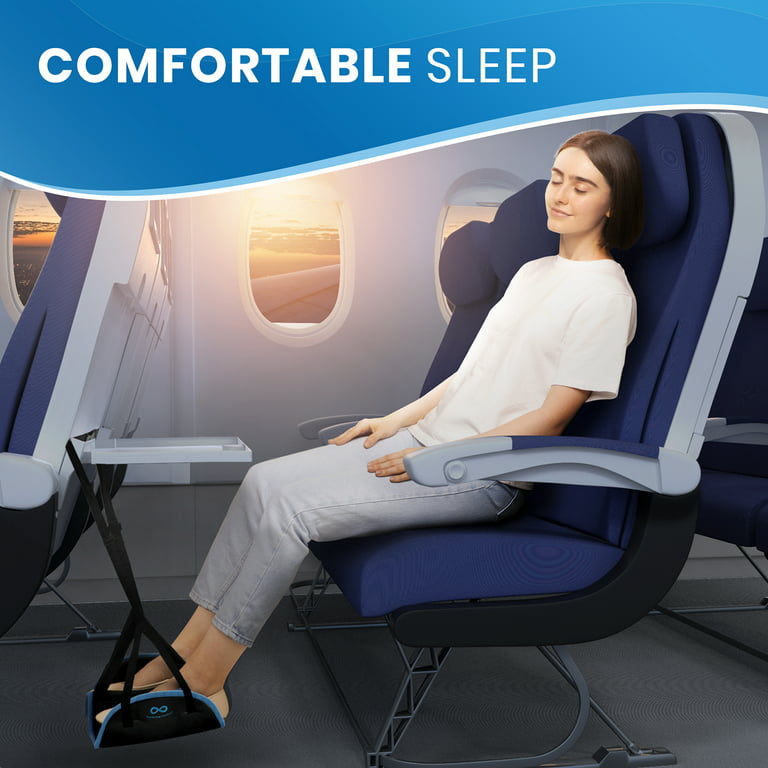 Everlasting Comfort Airplane Footrest - Ergonomic Adjustable Foot and Heel  Hammock - Long Airplane Flight Accessories for Feet - Memory Foam Portable