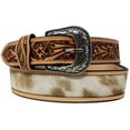 thumbnail image 2 of 32  Unisex 1-3/4" Western Hairon Tooled  Full-Grain Leather Belt 26RT60T, 2 of 4