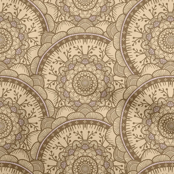 oneOone Cotton Flex Light Brown Fabric Asian Block Mandala Fabric For Sewing Printed Craft Fabric By The Yard 40 Inch Wide