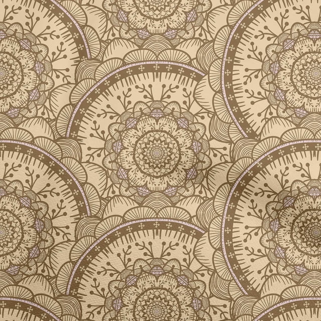 oneOone Georgette Viscose Light Brown Fabric Asian Block Mandala Sewing Craft Projects Fabric Prints By Yard 42 Inch Wide
