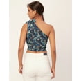 thumbnail image 4 of Moomaya Tie-Up One Shoulder Tops For Women, Sleeveless Printed Summer Crop Top, 4 of 8