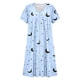 thumbnail image 2 of Nightgown Womens Long New Women’s Zip Print Nightgown with Pockets Round Neck Pleated Sleep Dress Summer Loose Comfy Home Nightshirt, 2 of 6