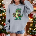 thumbnail image 2 of Lorytime Christmas Sweaters for Kids Girls Boys Dinosaur Hoodies Long Sleeve Pullover Drop Shoulder Cute Tops Gray, 2 of 4