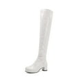thumbnail image 3 of Jsaierl Thigh High Boots for Womens Over The Knee Patform Chunky Heel Stretch Long Fall Y2K Gogo Boots Fashion Square Toe Boots Low Block Heel Booties, 3 of 4