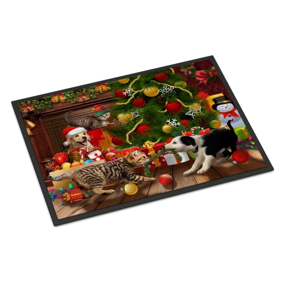 Holiday A Little Christmas Fun Yellow Lab Door Mat