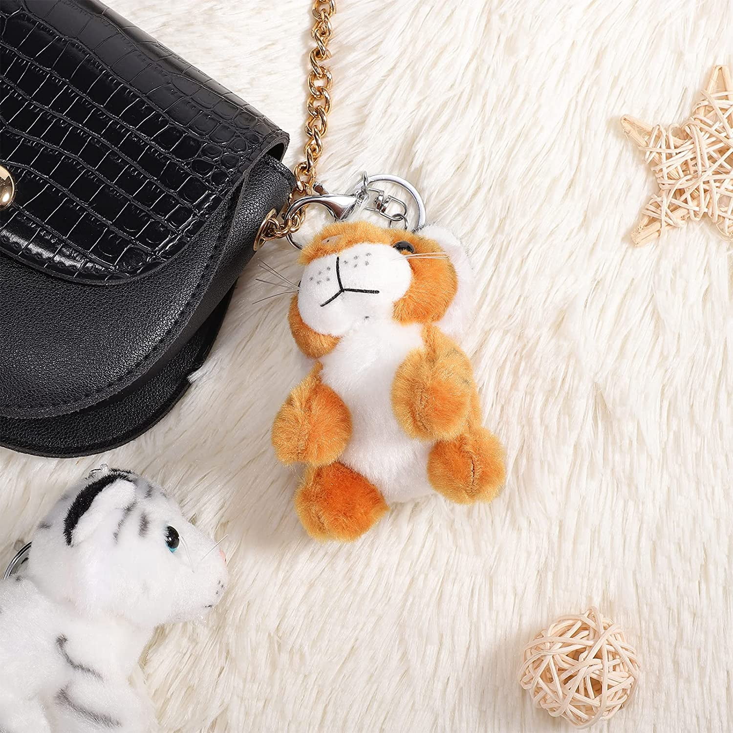 Plush Tiger Keychain Stuffed Animal Key Chain Charm Keyring Bag Purse  Backpack