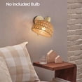 thumbnail image 3 of Rattan Wall Sconces Retro Japanese Style Bedside Wall Lamp for Bedroom Living Room Wall Light Zipper Lights EU Plug, 3 of 5