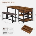 thumbnail image 3 of Dining Table Set for 4, 3 Piece Kitchen Dining Table Set with Upholstered Benches, Kitchen Dining Room Table with Storage Drawers & Wine Rack for Small Space, Apartment, Space Save, 3 of 9