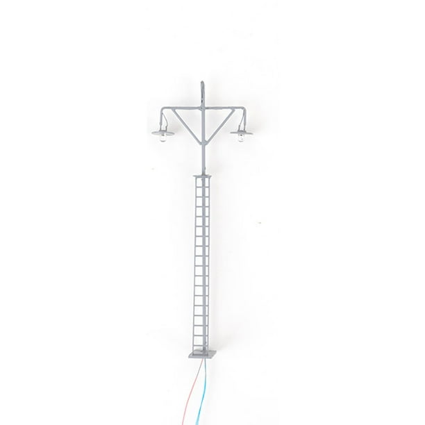 Yuarrent Modelo de luz ferroviaria, modos de luz blanca cálida, miniposte LED en miniatura para patio, lámparas de parque de cabezales, decoraciones Artesanía Gris (luz cálida) Yuarrent HA064534-04