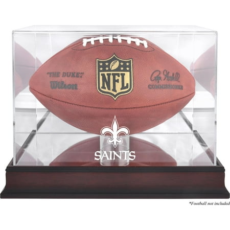 New Orleans Saints Mahogany Football Logo Display Case with Mirror Back