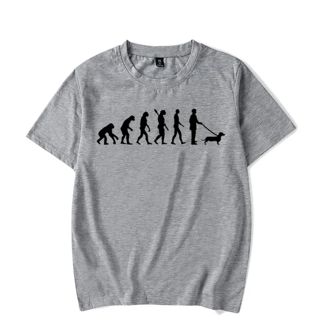 Camiseta con la evolución del perro salchicha para hombre, ropa urbana, camiseta estampada, ropa luminosa, camiseta Harajuku, camisetas de manga corta de verano
