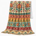 thumbnail image 2 of Rustic Autumn Bohemian Floral Folk Art, Festive Holiday Scene, Warm Flannel Blanket for Living Room and Reading Nook, Art Lovers Thanksgiving Gift, Festive Home Decor, 2 of 9