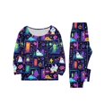 thumbnail image 5 of Halloween Pjs, Halloween Family Matching Pajamas Set, Purple Neon Ghost Door Pumpkin Stair Long Sleeve Sleepwear, Graphic Loungewear, Soft Cozy Holiday Nightwear for Parties & Gatherings, 4 Y, 5 of 7