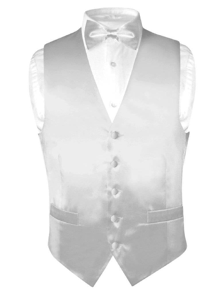 all sizes available Solid Silk Tuxedo Vest with Matching Bow Tie 