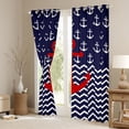 thumbnail image 3 of jejeloiu Red Ship Anchor Blackout Curtains Set of 2 (38x54 Each),Geometric Waves Stripes Curtains and Drapes,Navigation Theme Living Room Curtains For Boys,Breathable Home Decor, 3 of 6