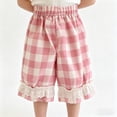 thumbnail image 5 of Agkizg Girls Wide Leg Capris Pants Lace Trims Plaid Summer Casual Comfy Pull-on Cropped Trousers, Sizes 2-3 Years, 5 of 5