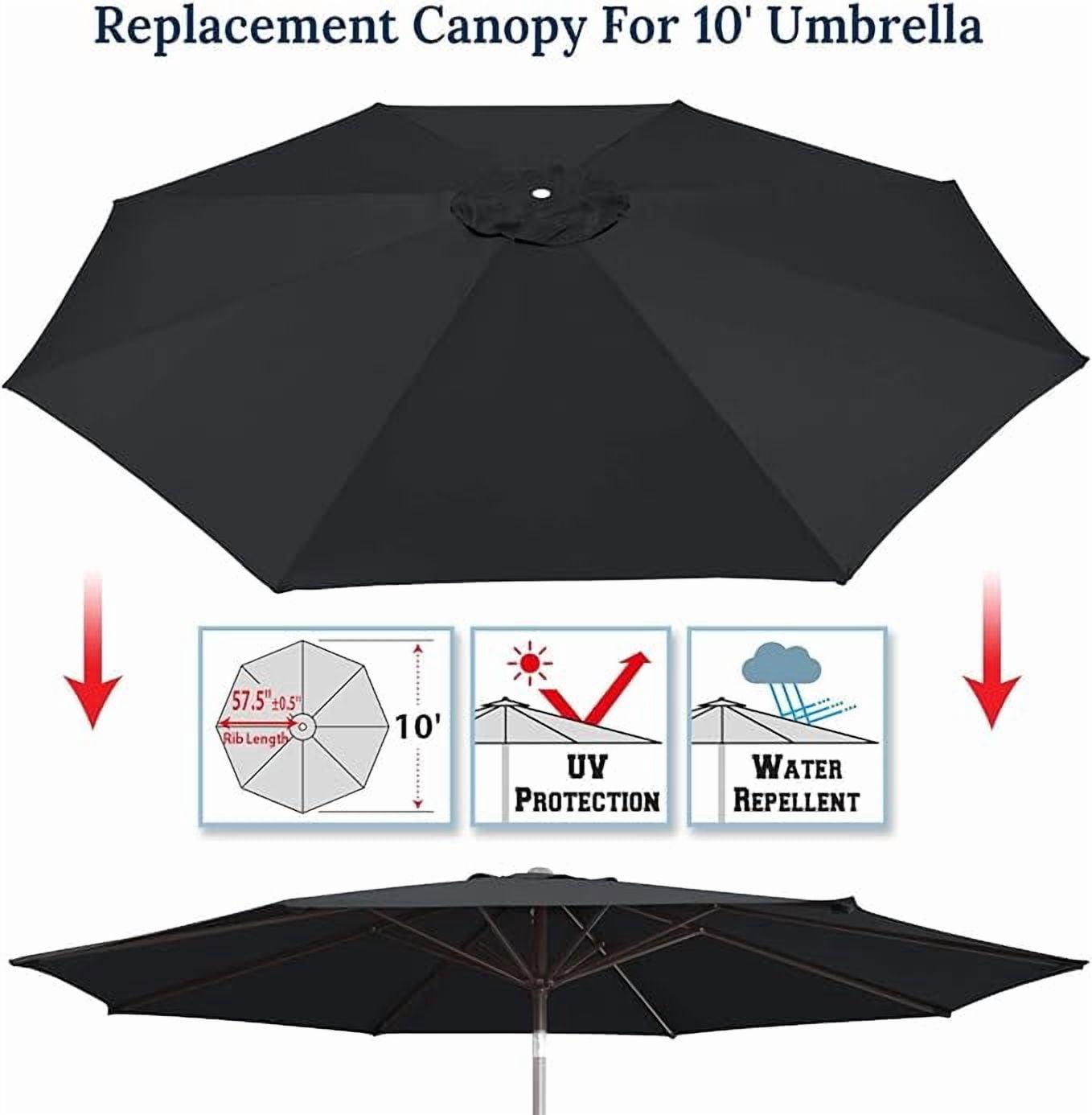 ALUVIERA 10' Umbrella Canopy Top Cover Patio Replacement Top Cover 8 Ribs Outdoor Sunshade