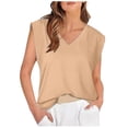 thumbnail image 2 of Camiseta sin mangas informal con mangas casquillo para mujer - Camiseta básica holgada para ir de compras o salir de fiesta durante las vacaciones - Tallas S-XXL, 2 of 6