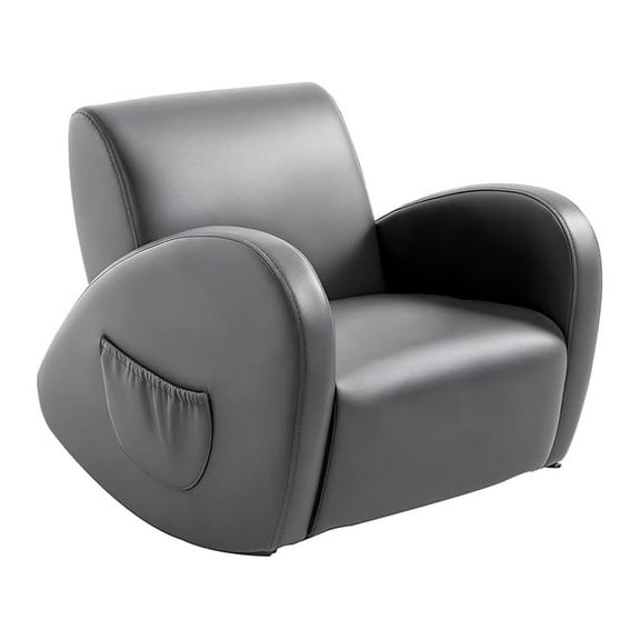 Kids Sofa Rocking Chair with Side Pocket, PU Leather Toddler Armchair for Children Grey