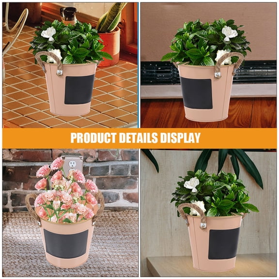FOMIYES 2Pcs Creative Iron Flower Pot Vintage Style Decorative Vase for Desktop Or Garden Use