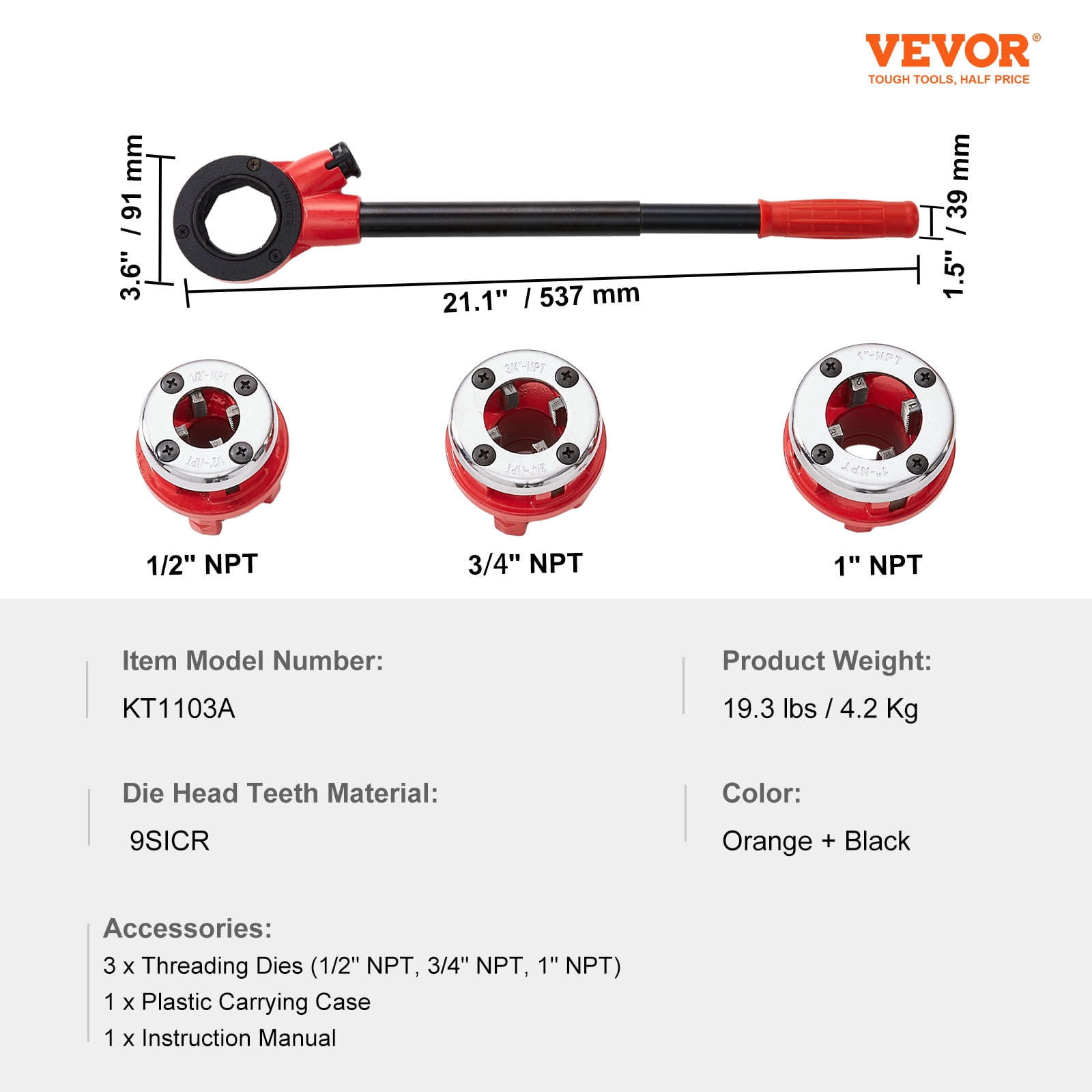 BENTISM KT1103A, Easy To Operate Tool Set, 3 Pieces
