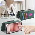 thumbnail image 5 of ChicShell Flip Case for iPhone 17 with Credit Card Slot, Slim RFID Blocking PU Leather Wallet Phone Case Kickstand Shockproof Magnetic Back Cover for iPhone 17, Green, 5 of 7