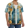 thumbnail image 2 of Gukieu Rustic Blue Vase Blossoms Print Men's Short-sleeved Shirts, Button-down Pocket Shirts, T-shirts, Beach Vacation Travel Summer Clothing-3X-Large, 2 of 5