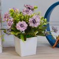 thumbnail image 2 of Baohd Artificial Potted Flower Lifelike artificial Cloth Flower Plastic Flowerpot Simulation Floral Decor, Purple, 2 of 6