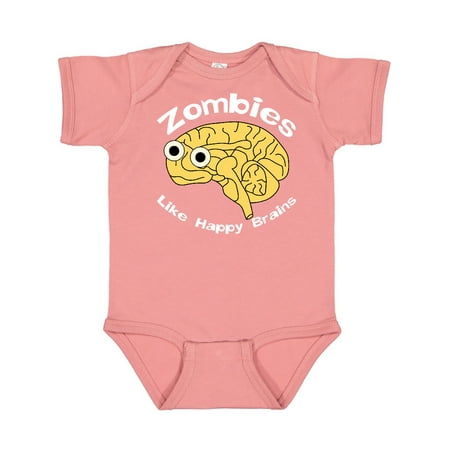 

Inktastic Zombies Happy Brain White Text Gift Baby Boy or Baby Girl Bodysuit