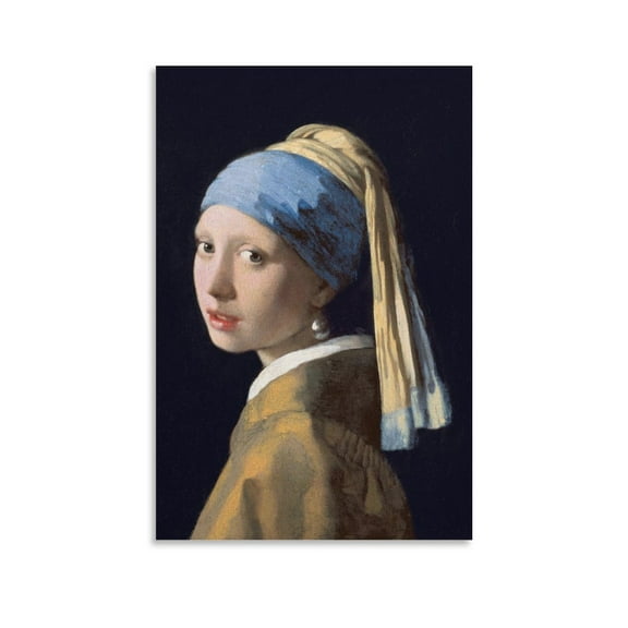 Johannes Vermeer Print Painting The Girl with A Pearl Earring Picture Print Wall Art Poster Painting Canvas Posters Artworks Gift Room Aesthetic 12x18inch(30x45cm)