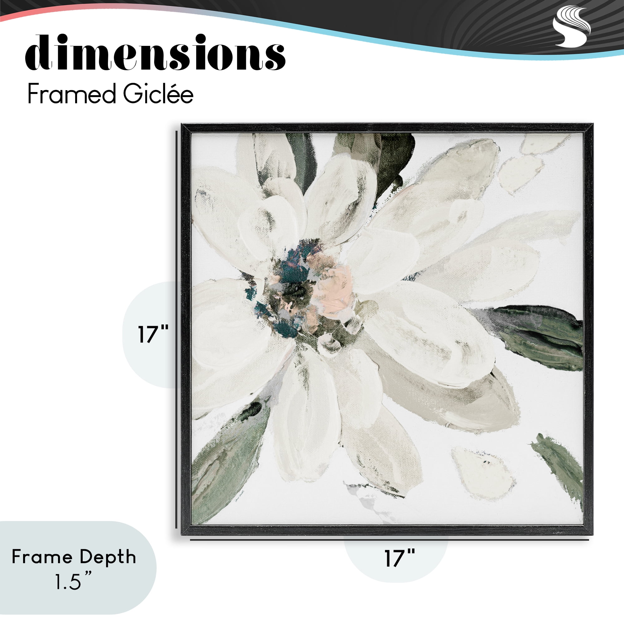 Stupell Industries Naturally Blooming White Flower Black Framed Giclee Art, design by Lanie Loreth